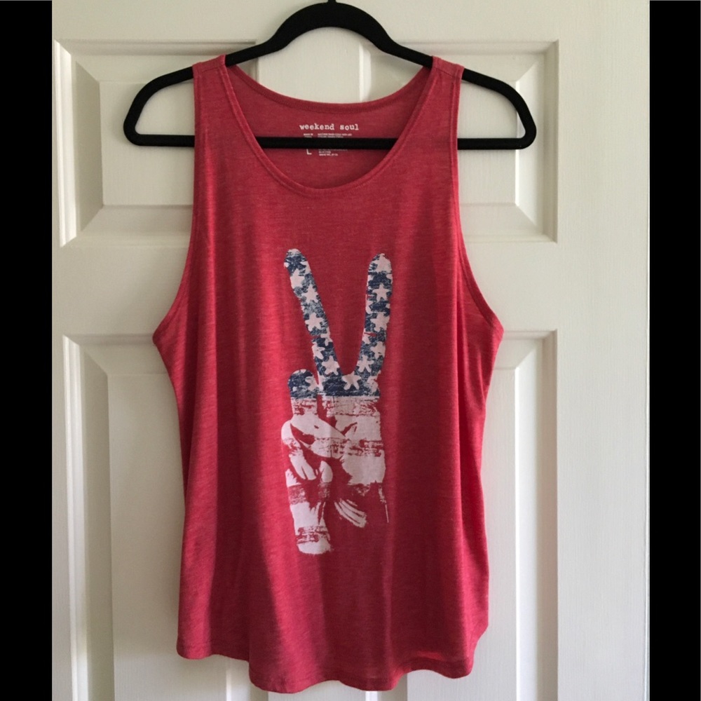 Weekend Soul | American Flag Peace Sign Tank Top